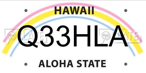 Q33HLA Hawaii License Plate