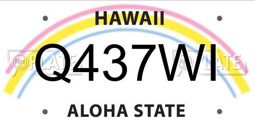 Q437WI Hawaii License Plate
