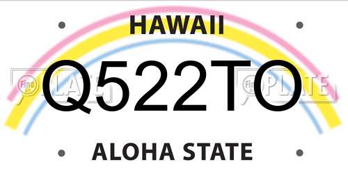 Q522TO Hawaii License Plate