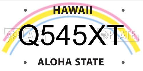 Q545XT Hawaii License Plate