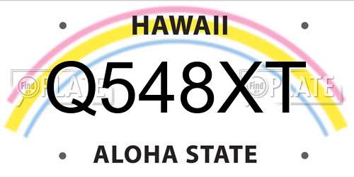 Q548XT Hawaii License Plate