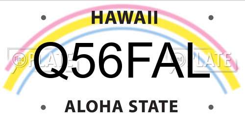 Q56FAL Hawaii License Plate