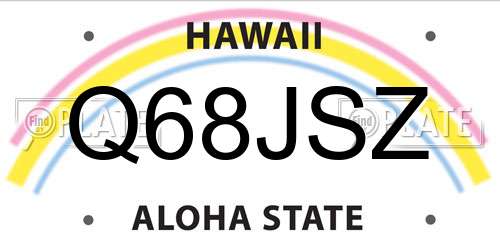 Q68JSZ Hawaii License Plate