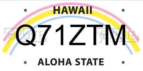 Q71ZTM Hawaii License Plate