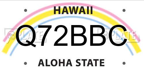 Q72BBC Hawaii License Plate