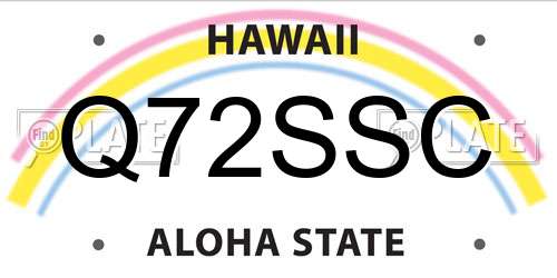Q72SSC Hawaii License Plate