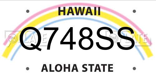 Q748SS Hawaii License Plate