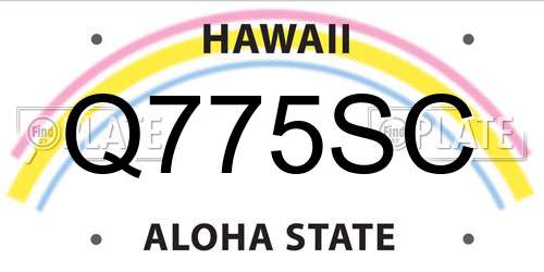 Q775SC Hawaii License Plate