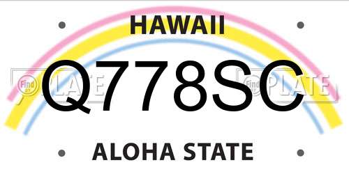 Q778SC Hawaii License Plate