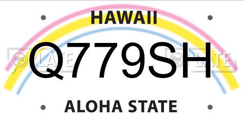 Q779SH Hawaii License Plate