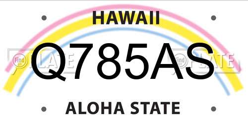 Q785AS Hawaii License Plate