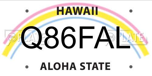Q86FAL Hawaii License Plate