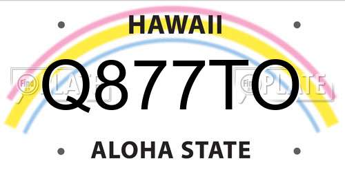 Q877TO Hawaii License Plate