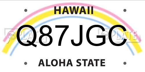 Q87JGC Hawaii License Plate