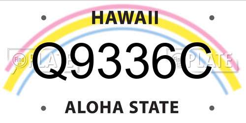 Q9336C Hawaii License Plate
