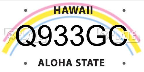 Q933GC Hawaii License Plate