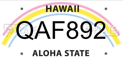 QAF892 Hawaii License Plate