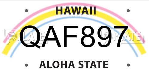 QAF897 Hawaii License Plate