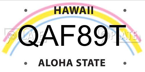 QAF89T Hawaii License Plate