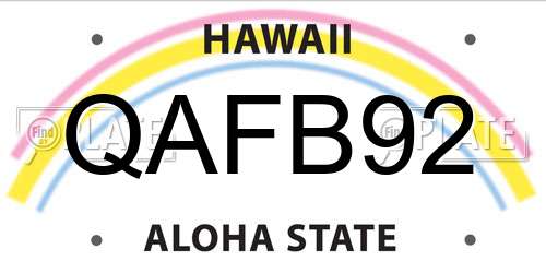 QAFB92 Hawaii License Plate