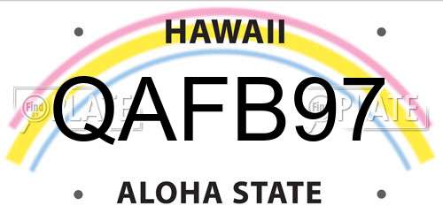 QAFB97 Hawaii License Plate