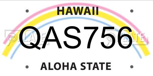 QAS756 Hawaii License Plate