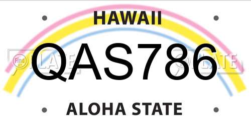 QAS786 Hawaii License Plate