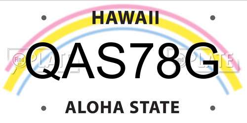QAS78G Hawaii License Plate