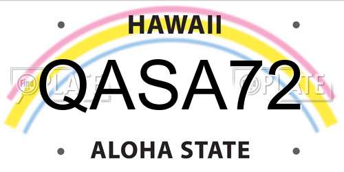 QASA72 Hawaii License Plate