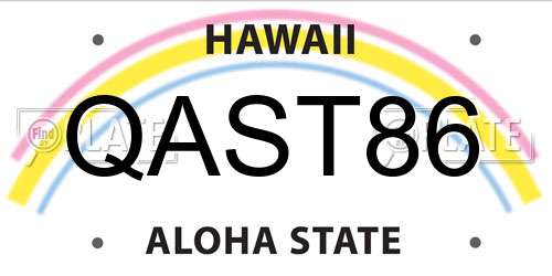 QAST86 Hawaii License Plate