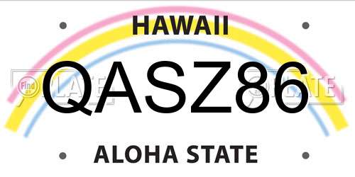 QASZ86 Hawaii License Plate