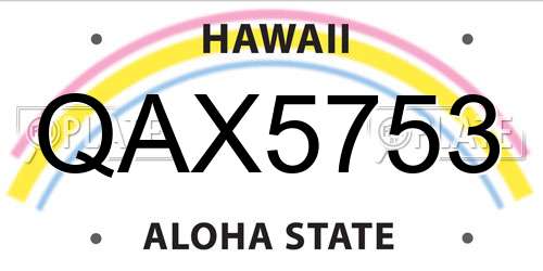QAX5753 Hawaii License Plate