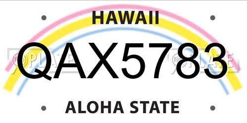 QAX5783 Hawaii License Plate