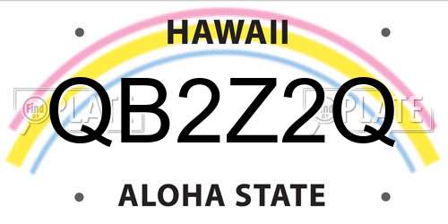 QB2Z2Q Hawaii License Plate