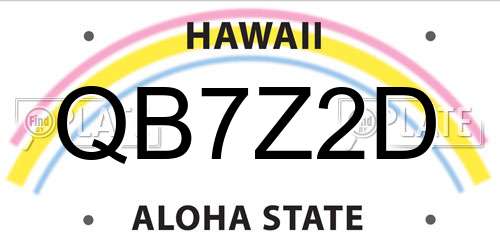 QB7Z2D Hawaii License Plate