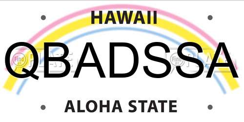 QBADSSA Hawaii License Plate