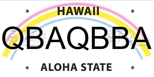 QBAQBBA Hawaii License Plate