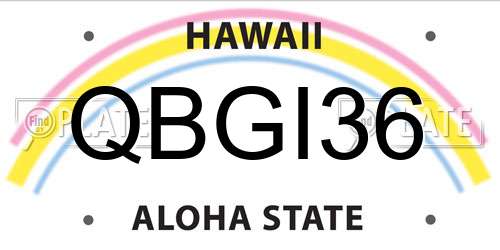QBGI36 Hawaii License Plate
