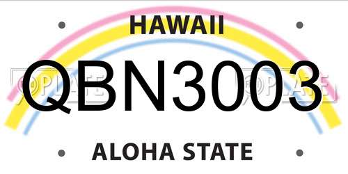 QBN3003 Hawaii License Plate