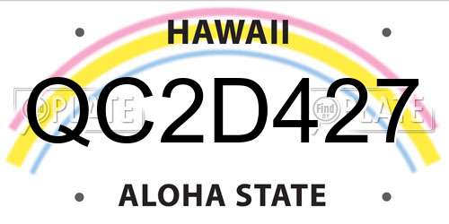 QC2D427 Hawaii License Plate