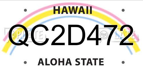 QC2D472 Hawaii License Plate