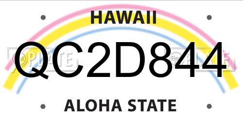 QC2D844 Hawaii License Plate