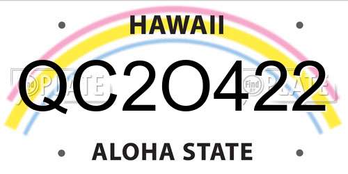 QC2O422 Hawaii License Plate