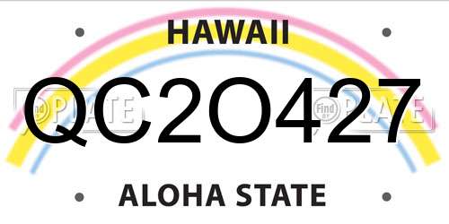 QC2O427 Hawaii License Plate