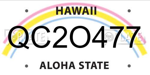 QC2O477 Hawaii License Plate