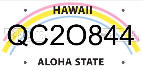 QC2O844 Hawaii License Plate
