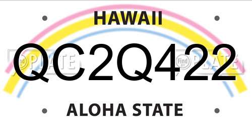 QC2Q422 Hawaii License Plate