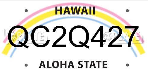 QC2Q427 Hawaii License Plate