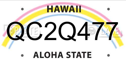 QC2Q477 Hawaii License Plate