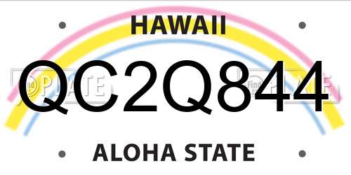 QC2Q844 Hawaii License Plate